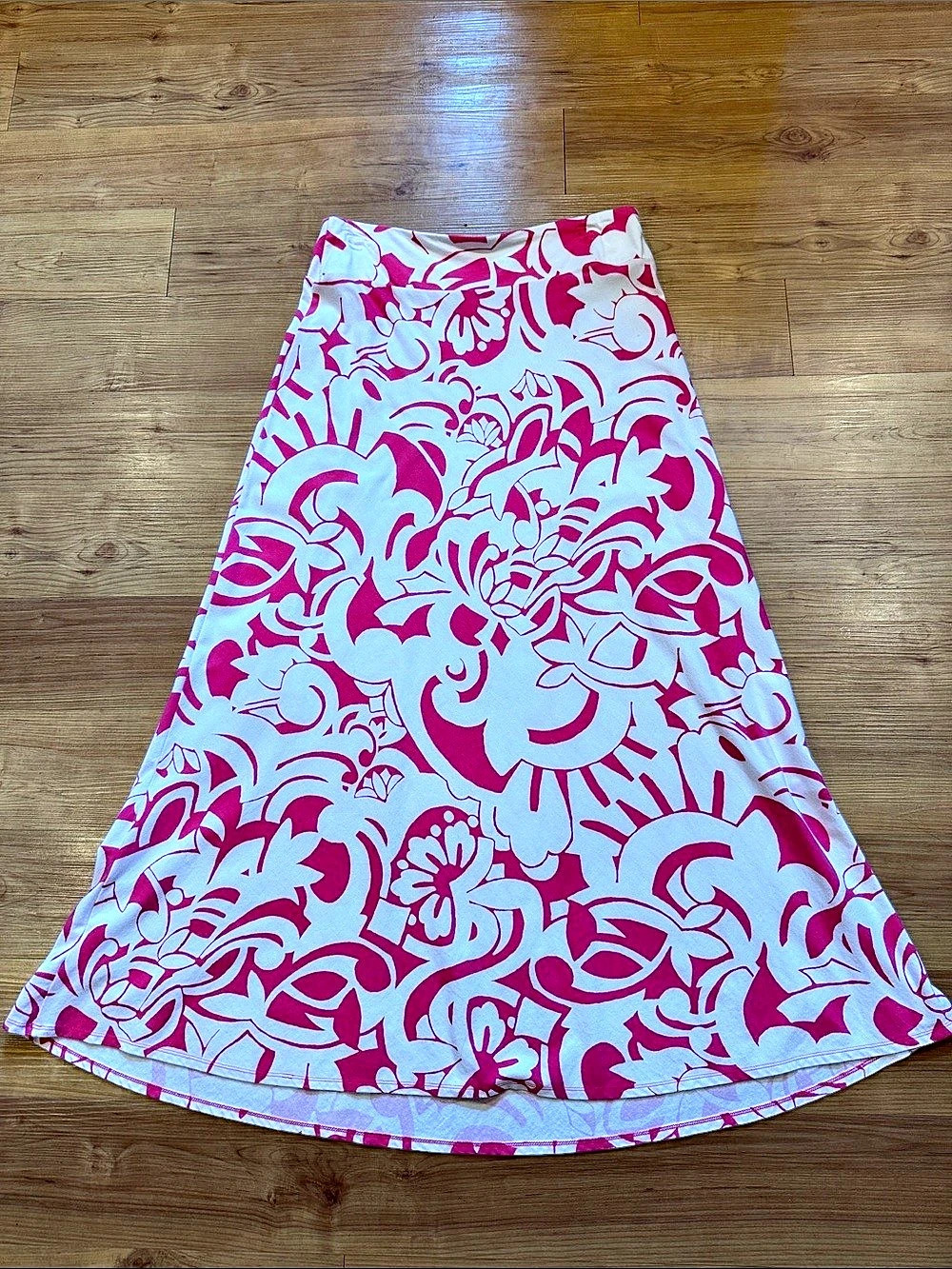 Talbots Floral A-Line Skirt in Pink & White Size Medium